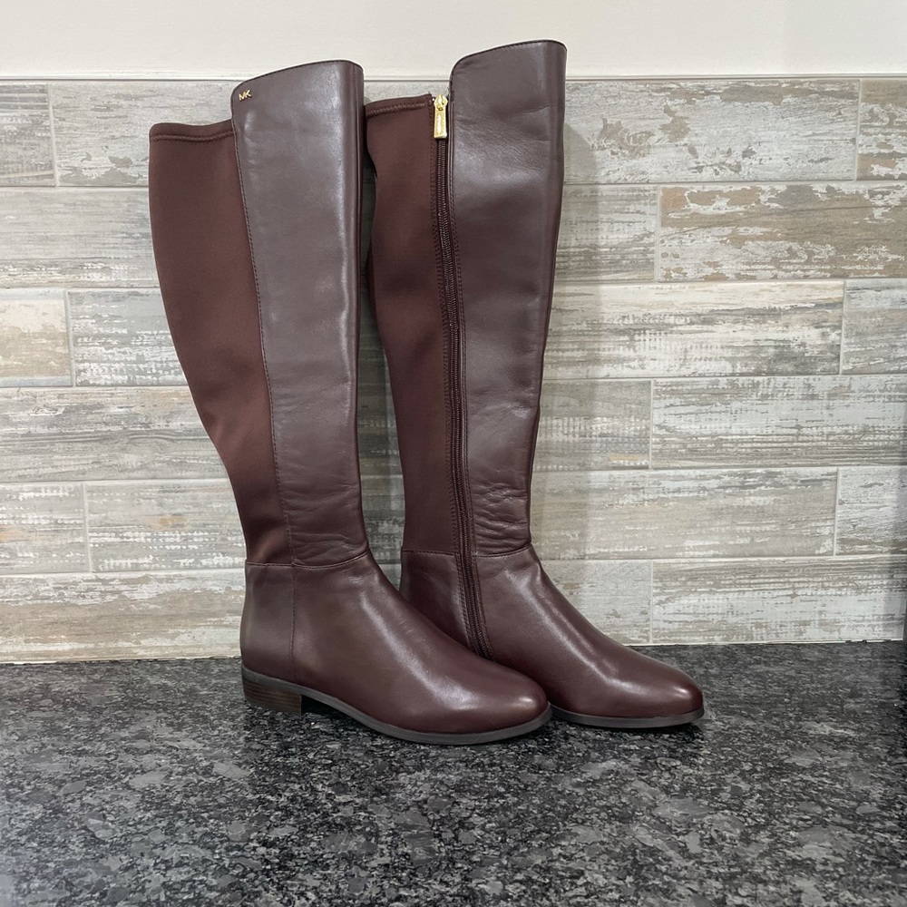 Michael Kors brown tall calf boots new